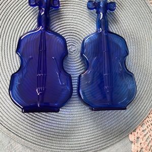 Lot of Two Vintage Cobalt Blue Cello Decanter Bottles RARE! Collectible!